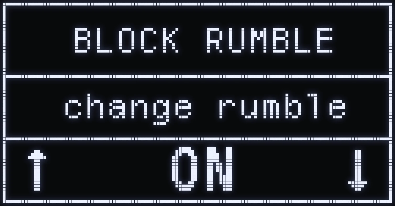 BLOCK RUMBLE screen of the SERVAL script on the Cronus Zen