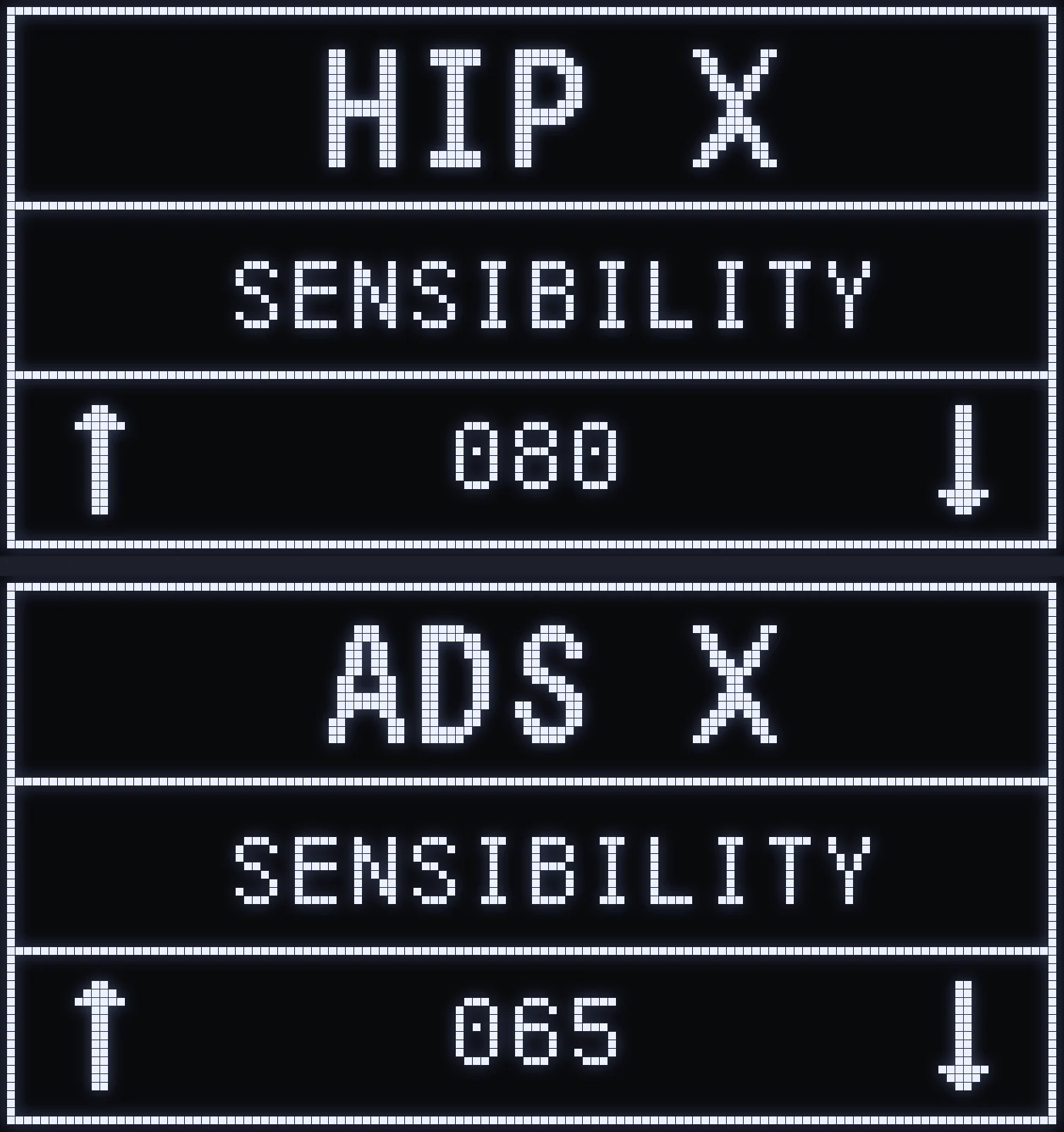 HIP X and ADS X screens of the SERVAL script on the Cronus Zen